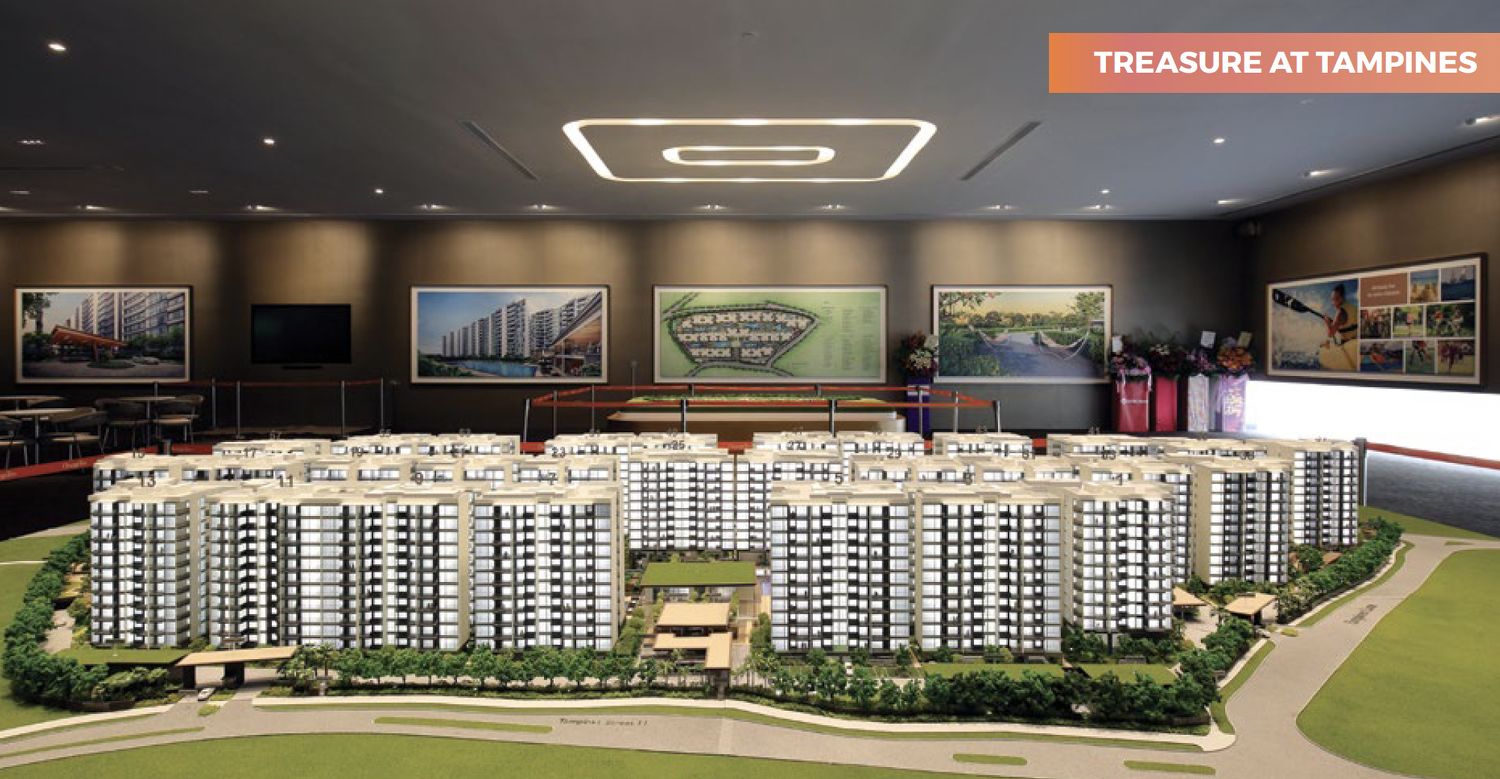 A photo of the Treasure At Tampines scale model.