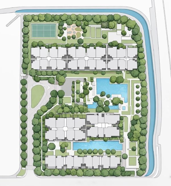 The site plan or map of a residential property development in Singapore, used in this feng shui interpretation