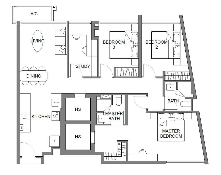 Floor plan of a condo unit in the Rest of Central Region in Singapore