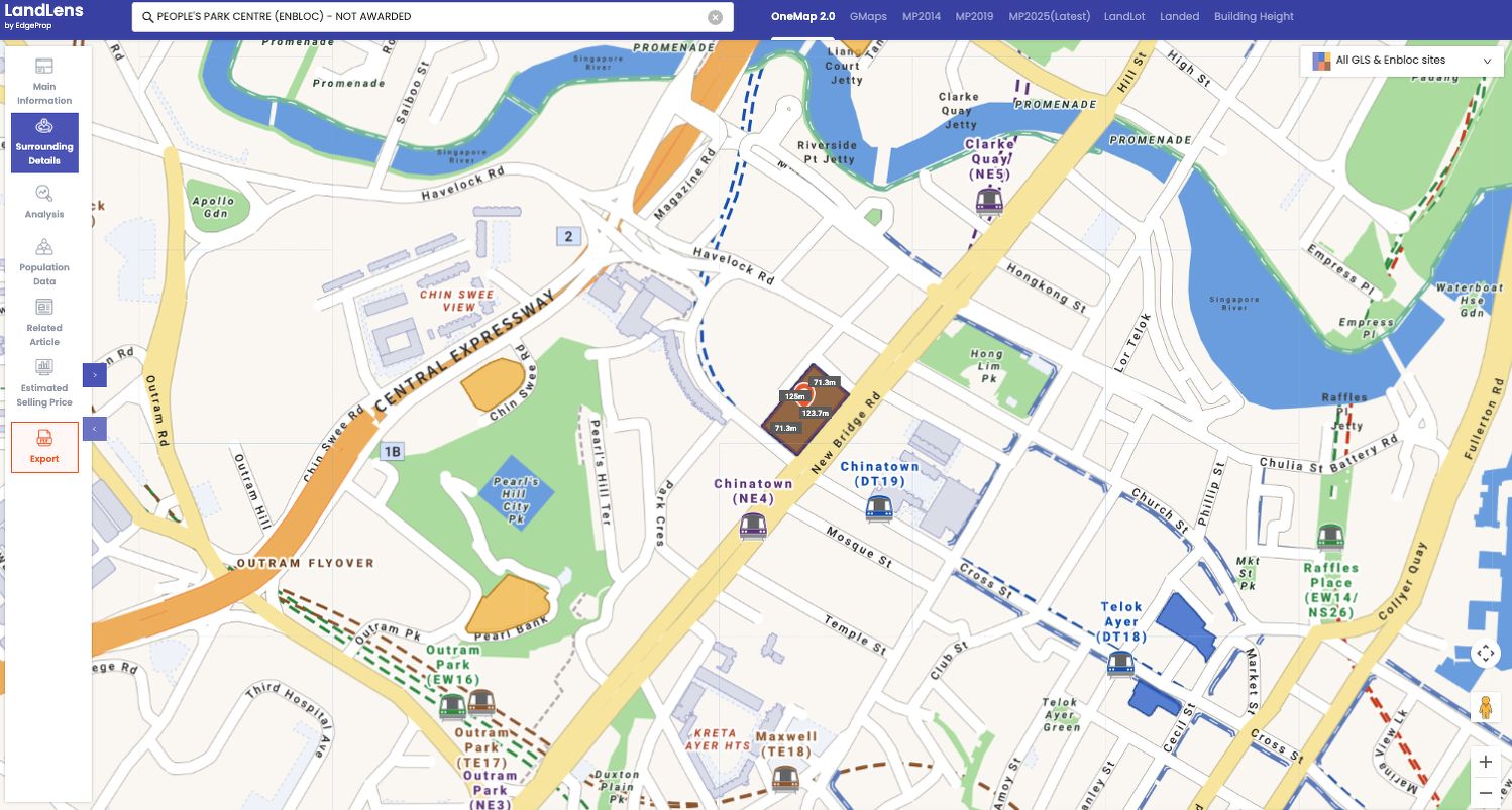 A map showing People's Park Centre in Chinatown - EdgeProp LandLens