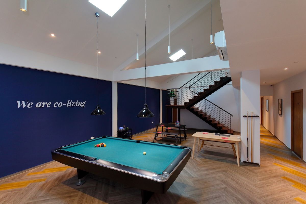 Pool table at a communal shared area at the 96 Owen co-living property by The Assembly Place.