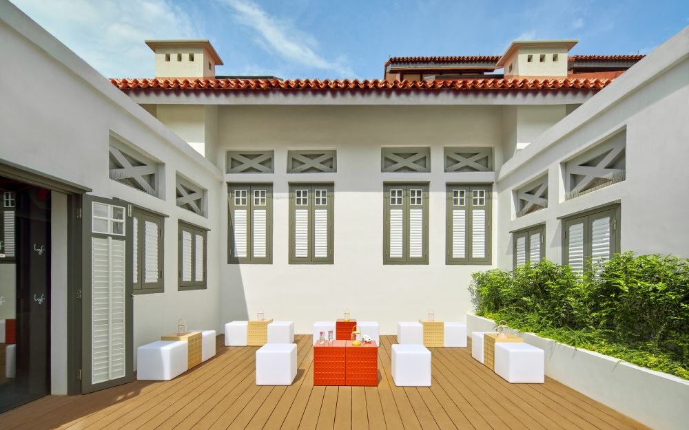 Outdoor courtyard at lyf Chinatown Singapore