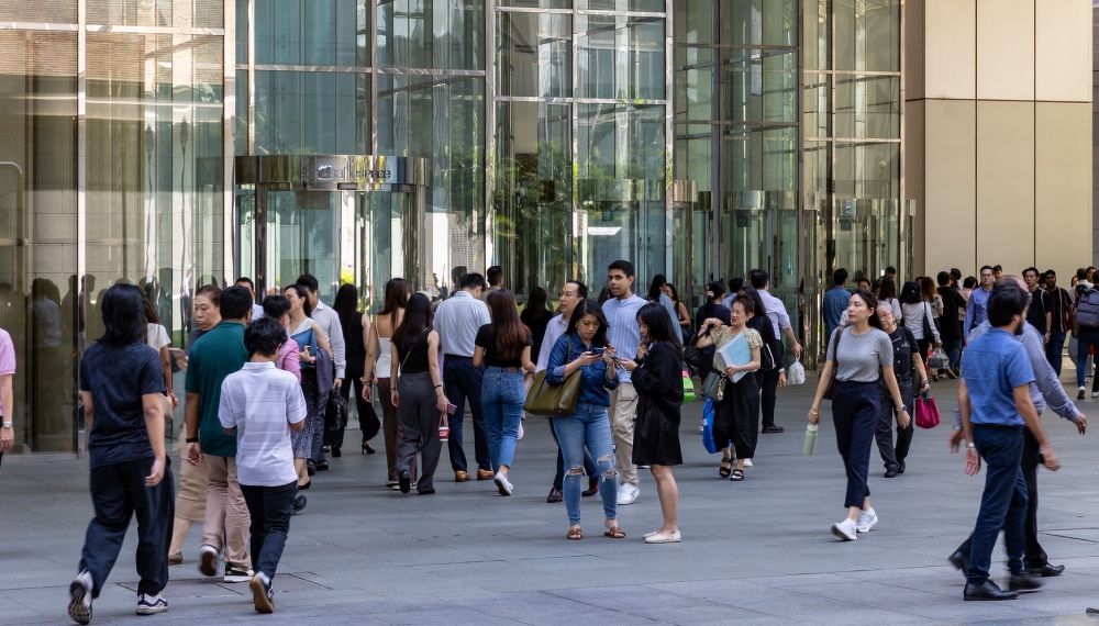 Office workers in Raffles Place