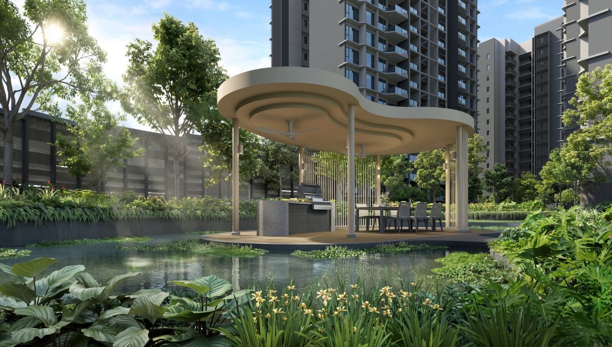 A pavilion at the Tengah Garden Residences condominium project by Hong Leong, GuocoLand, CSC Land.