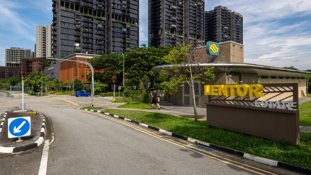 Lentor MRT station exit and Lentor Modern mall