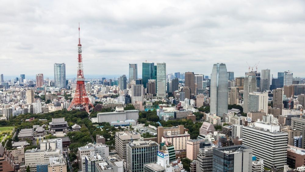Tokyo city skyline with Tokyo Tower and other buildings