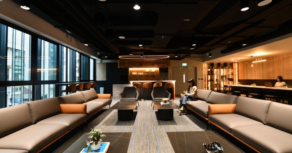 The stylish lounge area at the Singapore Contractors Association Ltd's office.