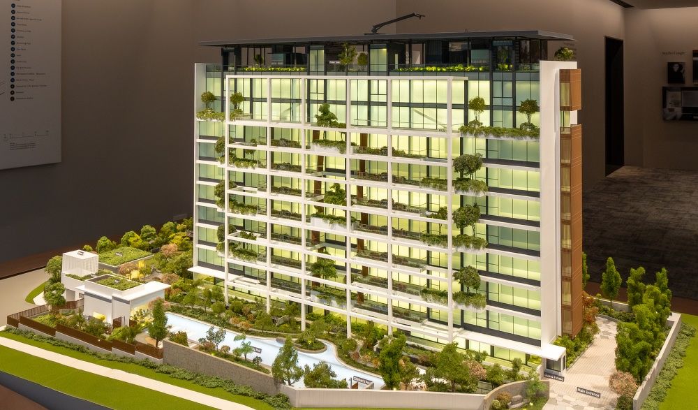 A scale model of ultra-luxury residential project 21 Anderson in Singapore