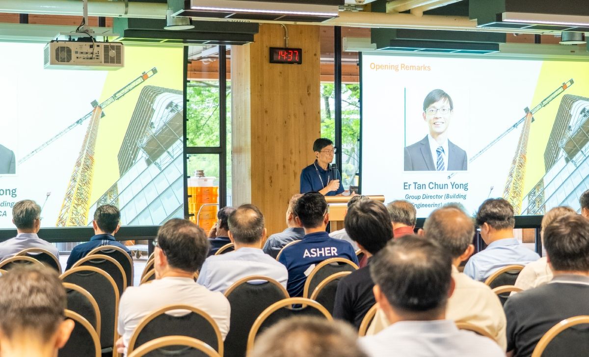 Tan Chun Yong of the Building and Construction Authority, speaking at the event.