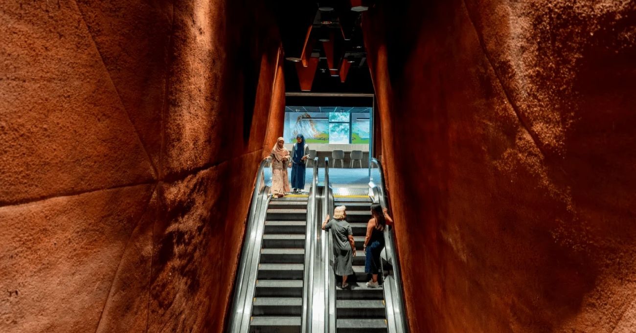 The reopened Bukit Batok Library - escalator from Level 1 entrance