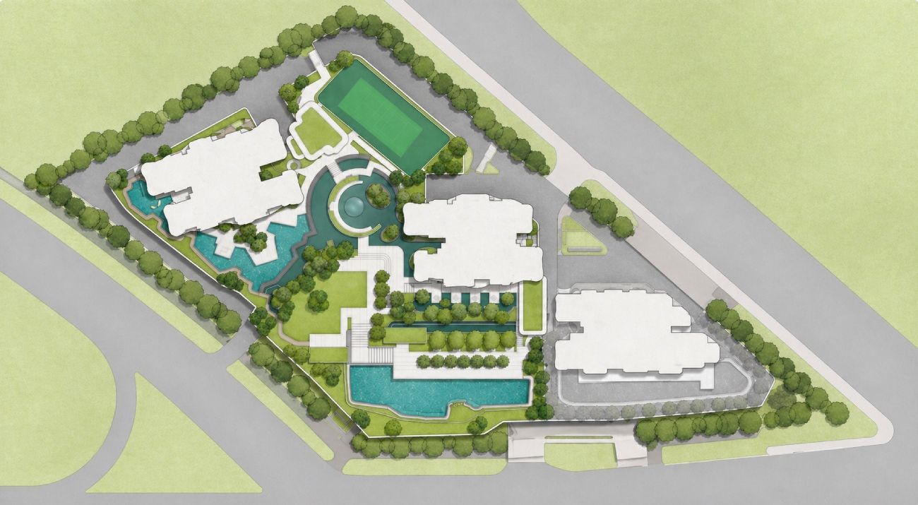 The site plan of a residential development in Singapore