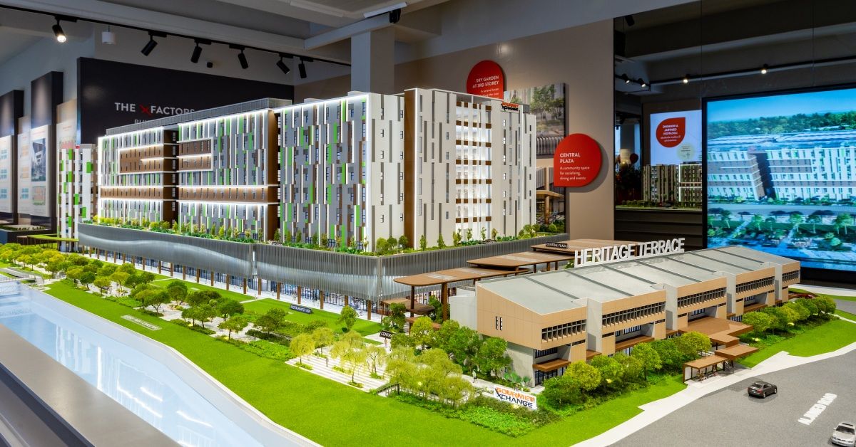 The scale model of Gourmet Xchange, an integrated community-centric strata-titled food hub in Kallang
