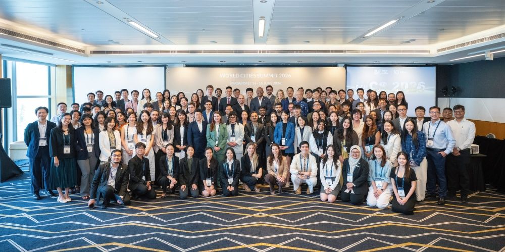 Group photo of attendees at the Young Leaders' Symposium at the World Cities Summit 2026 in Singapore