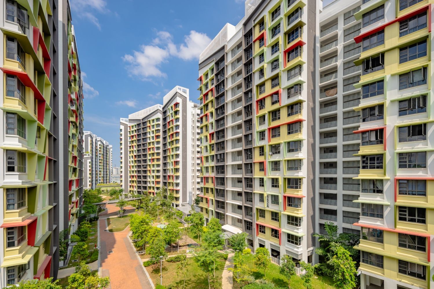 Tampines GreenGlen BTO project, with colour facade