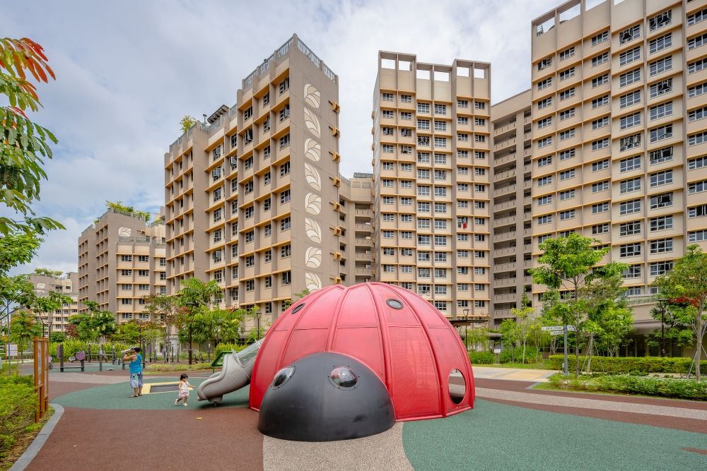 Ladybug playground in the Garden District in Tengah BTO estates - Shiya Creative Studio