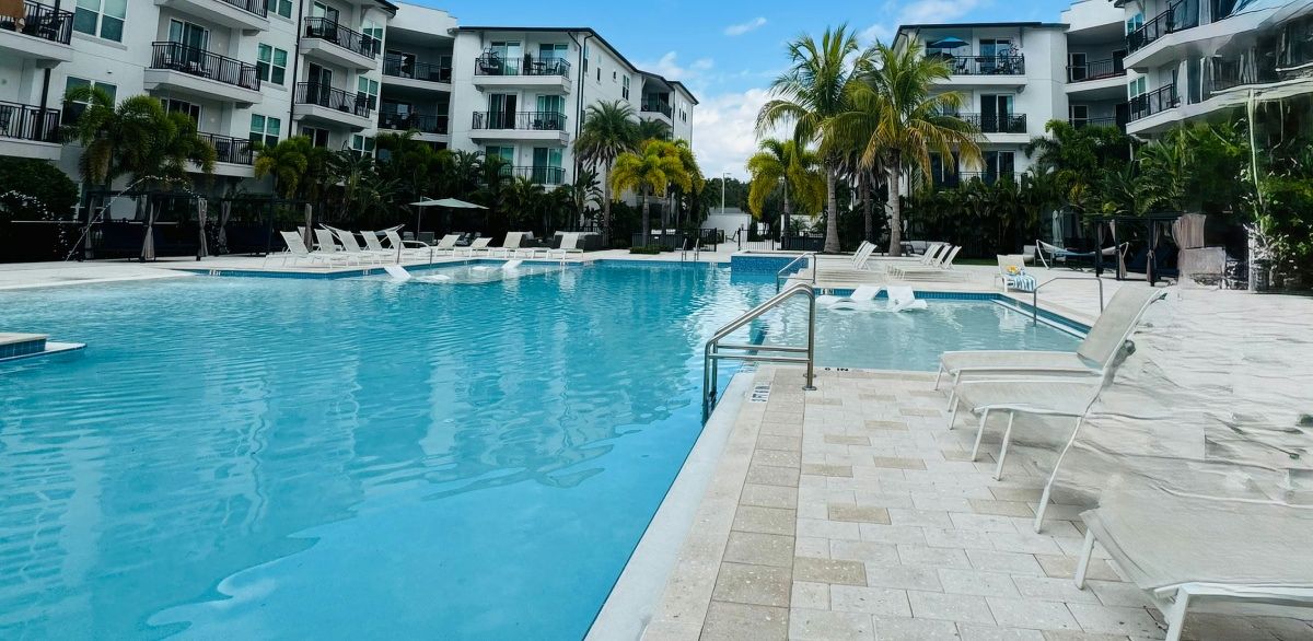 Residences surrounding a swimming pool