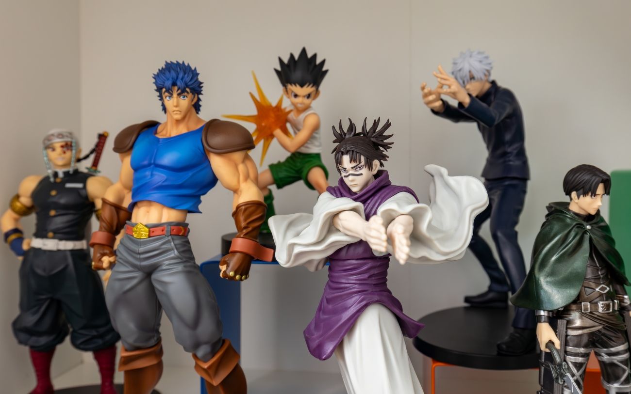 Anime figurines in a shelf at the apartment