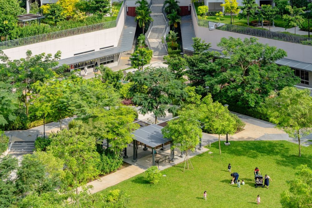 Plantation Grange - zigzag staircase, trellis pavilions, open lawn - Shiya Creative Studio