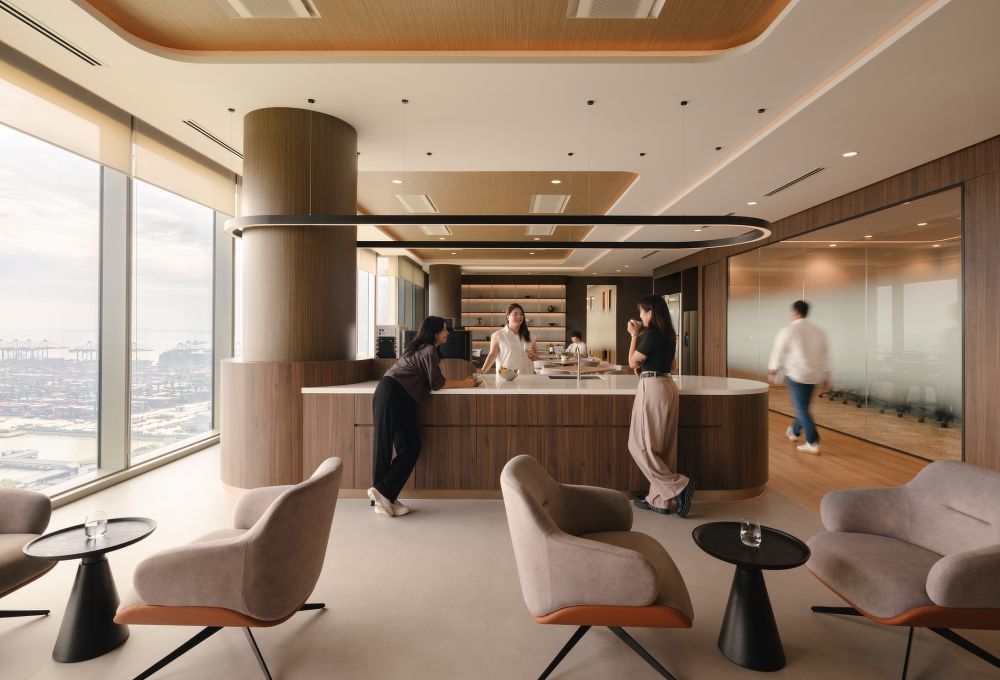 The work cafe at SGEI's office, by interior design and build firm LFA Studio and Ngee Koon