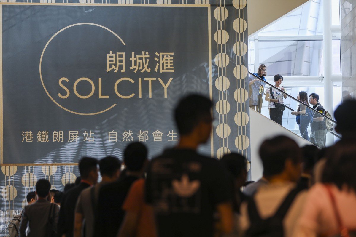 Potential buyers of Chinachem Group’s Sol City phase two development in Yuen Long are seen at the sales office at Nina Tower in Tsuen Wan, on October 28, 2018. Photo: Edward Wong - EDGEPROP SINGAPORE