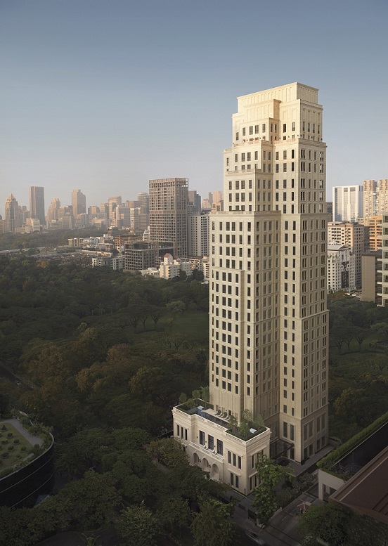 The 25-storey 98 Wireless has Beaux-Arts architecture